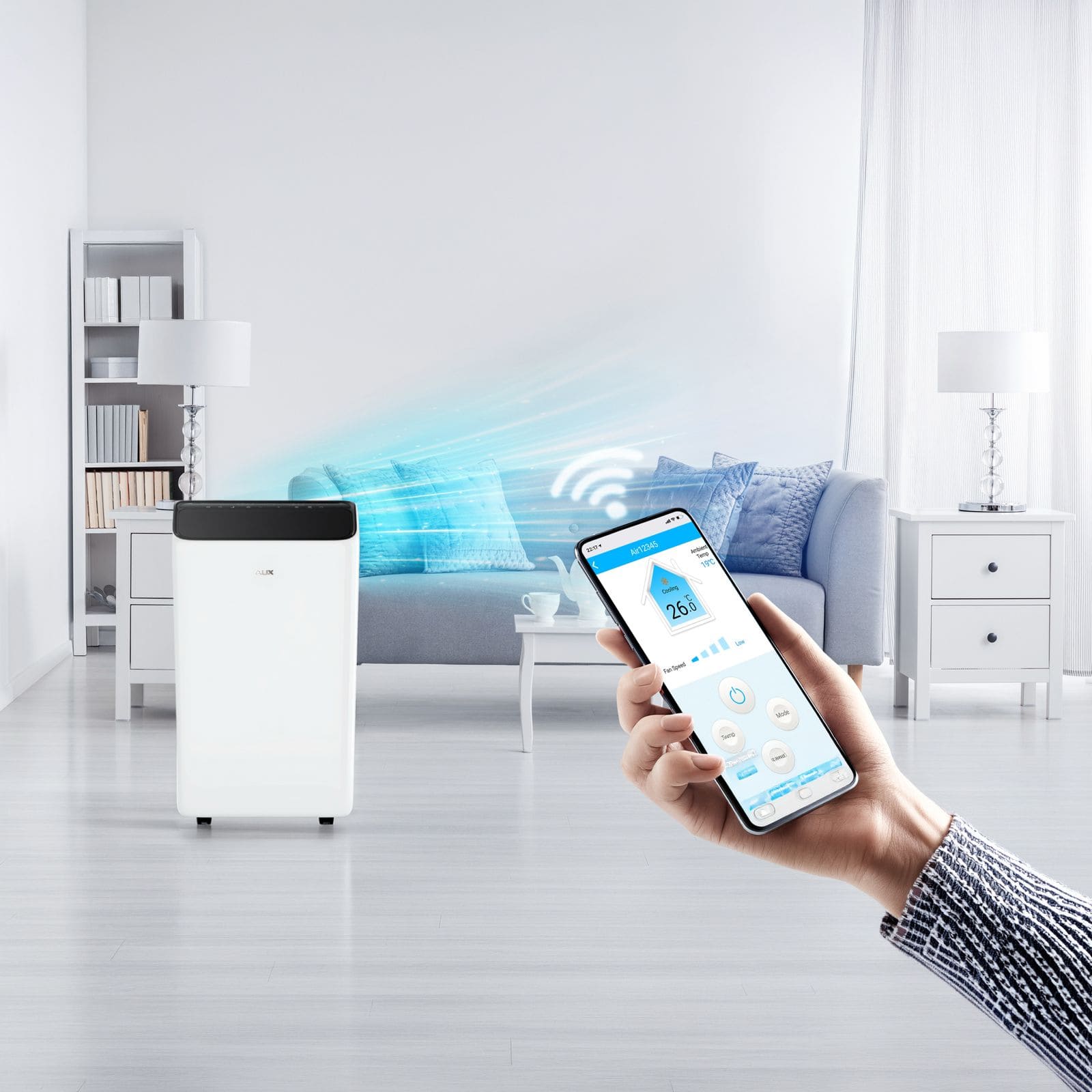 Aux Mobiele Airco - 12000BTU- 3,4KW  - WIT - Met WIFI - Koelen en verwarmen