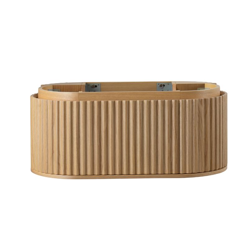 Badkamermeubel Nara Geribbeld – Ovaal – 119x42 cm – Naturel Eiken