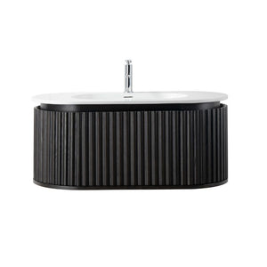 Badkamermeubel Nara Geribbeld – Ovaal – 119x42 cm – Zwart