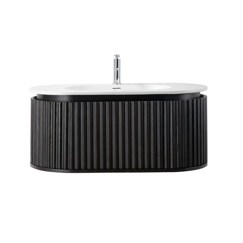 Badkamermeubel Nara Geribbeld – Ovaal – 99x42 cm – Zwart