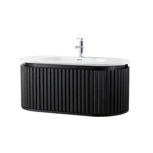 Badkamermeubel Nara Geribbeld – Ovaal – 119x42 cm – Zwart