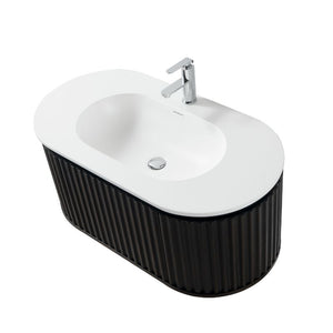Badkamermeubel Nara Geribbeld – Ovaal – 119x42 cm – Zwart