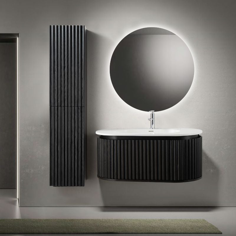 Badkamermeubel Nara Geribbeld – Ovaal – 119x42 cm – Zwart