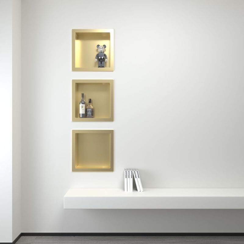 Badovo Axis Inbouwnis 30×30×7 cm – Geborsteld Goud