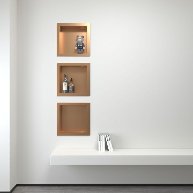 Badovo Axis Inbouwnis 30×30×7 cm – Geborsteld Koper