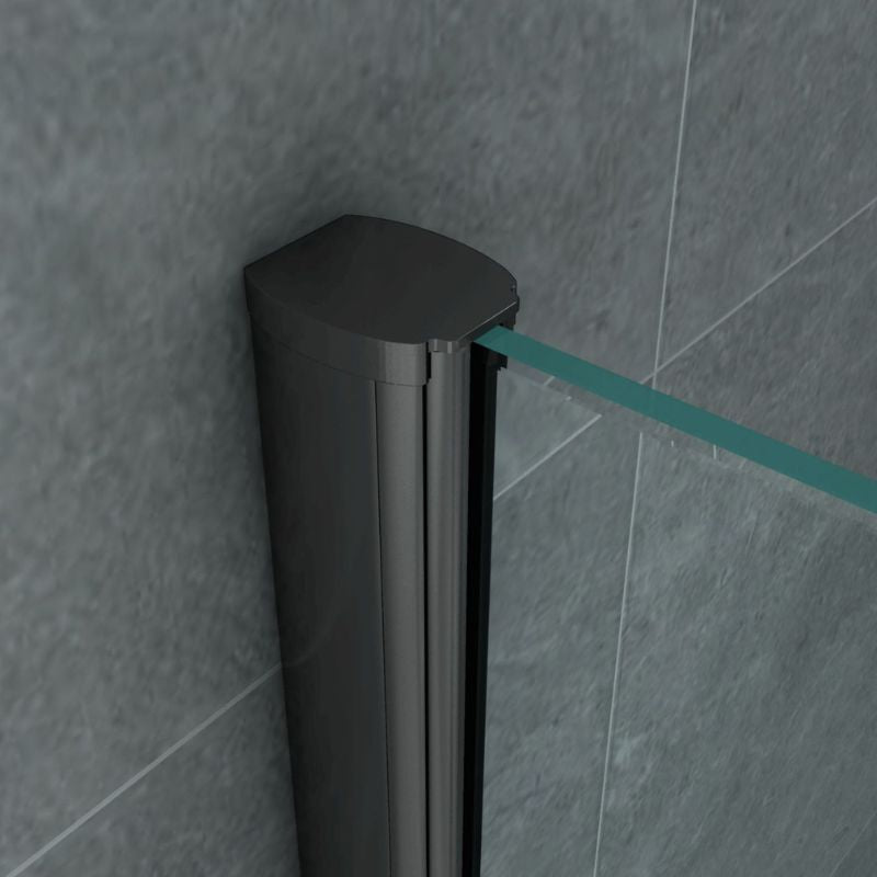 Badovo Axis douchecabine met schuifdeur en zijwand – mat zwart – helder glas