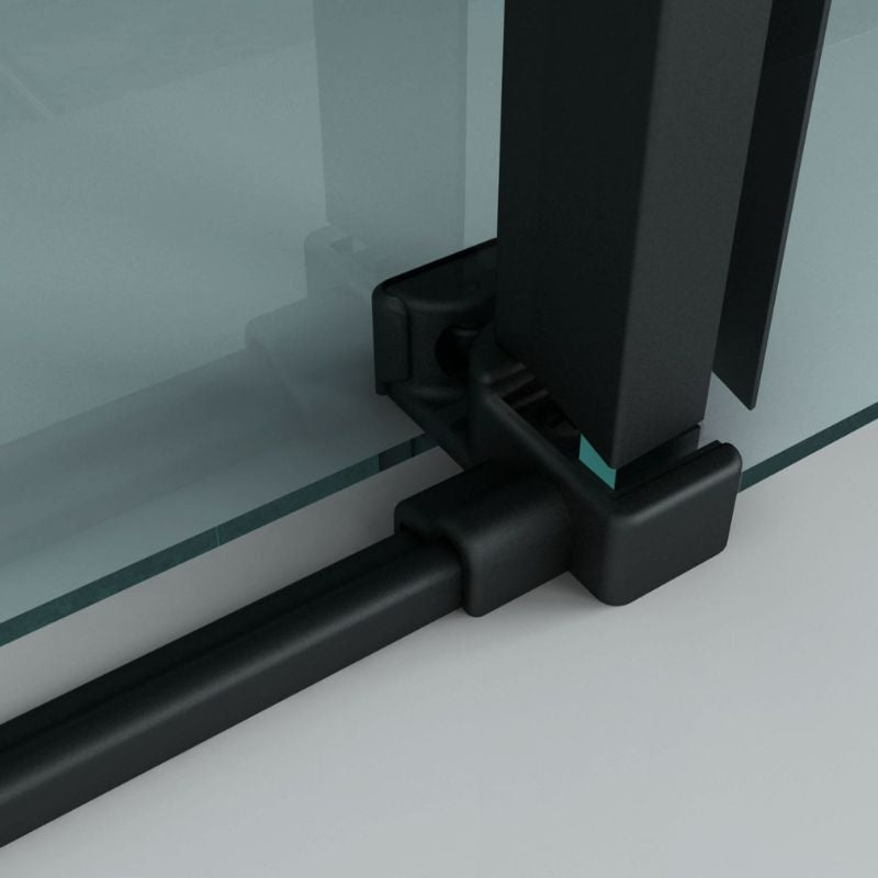 Badovo Axis douchecabine met schuifdeur en zijwand – mat zwart – helder glas