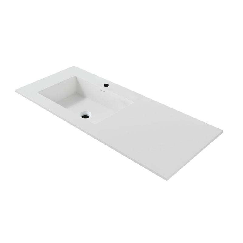 Badovo Ayla badkamermeubel 120 cm – donker walnoot – met mat witte wastafel links