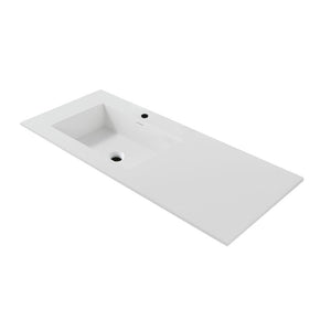 Badovo Ayla badkamermeubel 120 cm – donker walnoot – met mat witte wastafel links