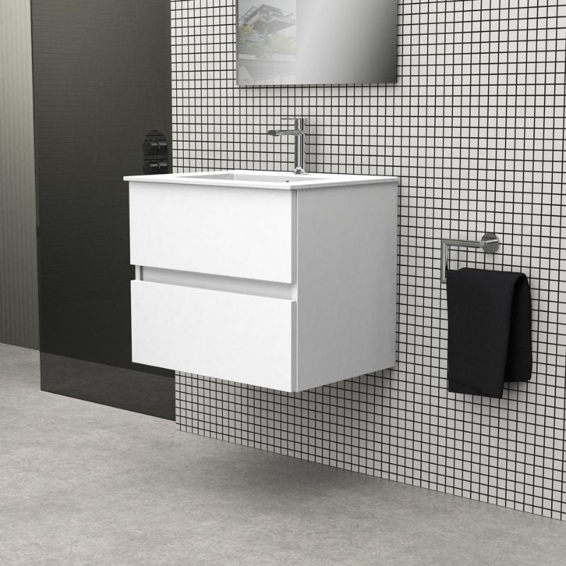 Badovo Cancun badkamermeubelset 60 cm – wit – met keramische wastafel en spiegel