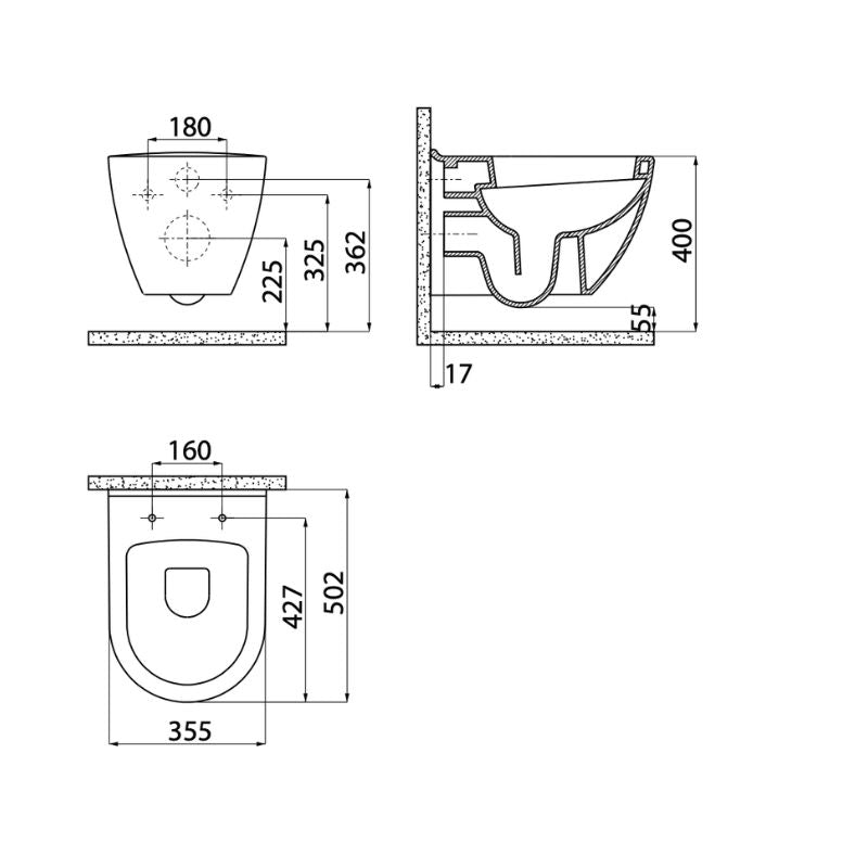 Badovo Carbon Toiletset – Hangtoilet met Slim Design Toiletzitting D-Vorm – Softclose & Quick Release – Mat Houtskool Zwart