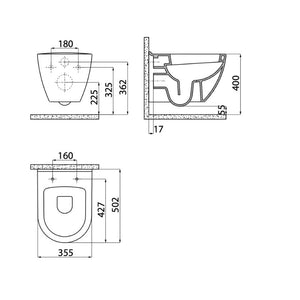 Badovo Carbon Toiletset – Hangtoilet met Slim Design Toiletzitting D-Vorm – Softclose & Quick Release – Mat Houtskool Zwart