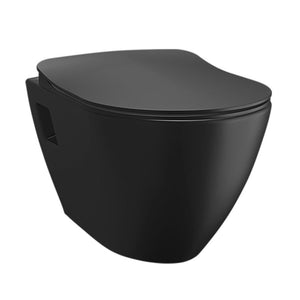 Badovo Carbon Toiletset – Hangtoilet met Slim Design Toiletzitting D-Vorm – Softclose & Quick Release – Mat Houtskool Zwart