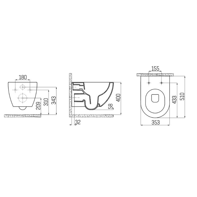 Badovo Carbon Rimless Hangtoilet – Glanzend Wit