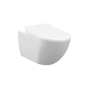 Badovo Carbon Rimless Hangtoilet met Bidetsproeier – Randloos Wandcloset Glanzend Wit – 51 cm