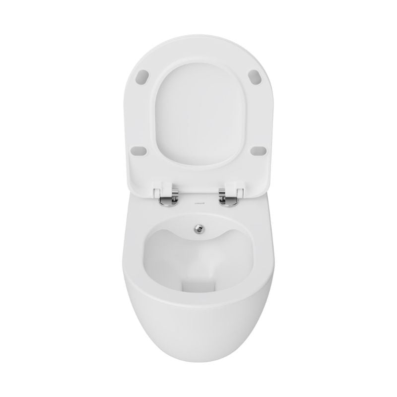 Badovo Carbon Rimless Hangtoilet met Bidetsproeier – Randloos Wandcloset Glanzend Wit – 51 cm