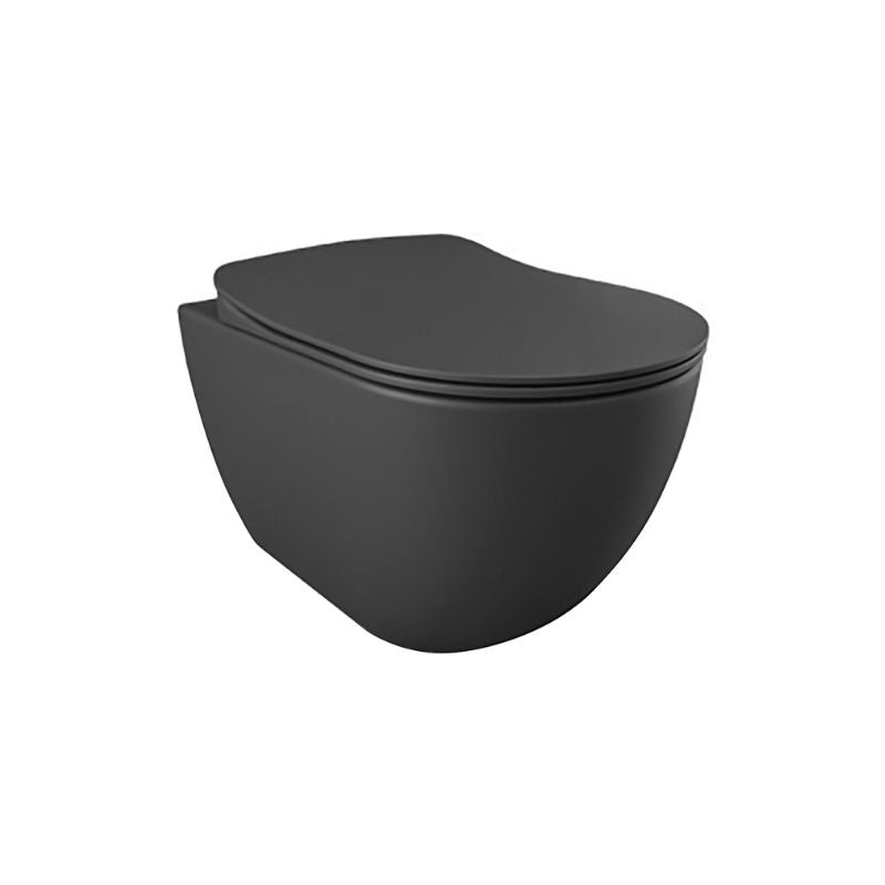 Badovo Carbon Rimless Hangtoilet met Bidetsproeier – Randloos Wandcloset Mat Antraciet – 51 cm