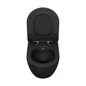 Badovo Carbon Rimless Hangtoilet met Bidetsproeier – Randloos Wandcloset Mat Antraciet – 51 cm