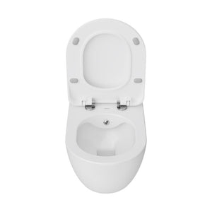 Badovo Carbon Rimless Hangtoilet met Bidetsproeier – Randloos Wandcloset Mat Wit – 51 cm