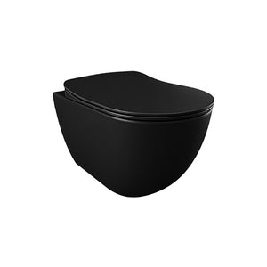 Badovo Carbon Rimless Toiletset met Bidetsproeier – Randloos Hangtoilet Mat Zwart met Slim Design WC-bril Softclose & Quick Release Mat Houtskool Zwart – 51 cm