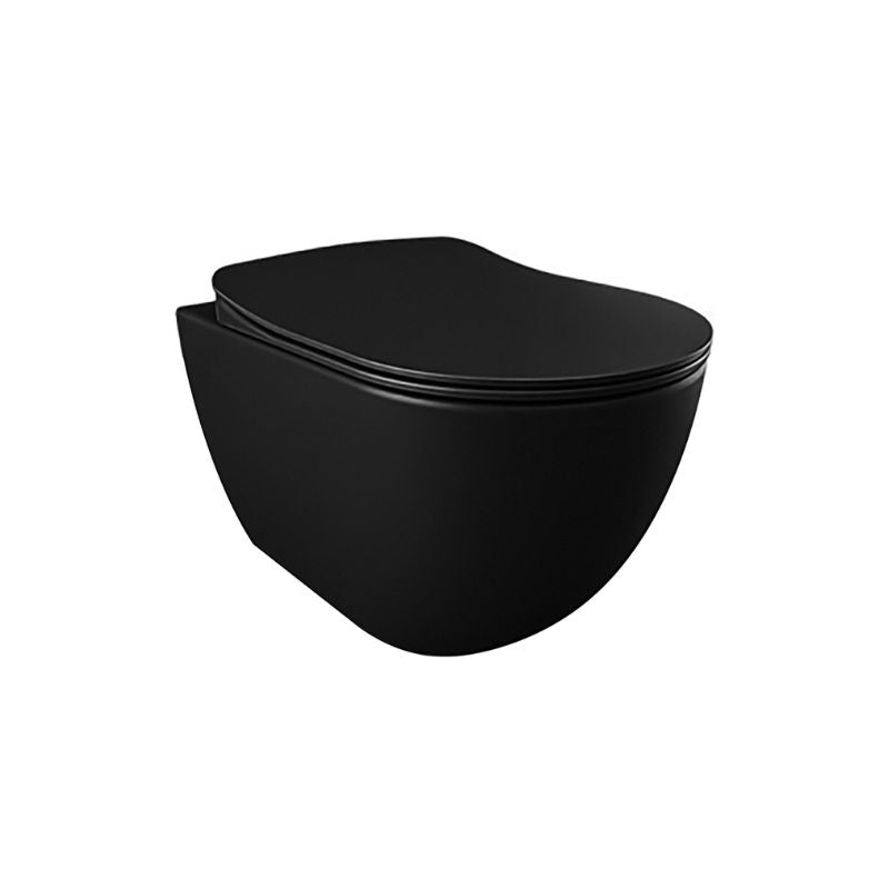Badovo Carbon Rimless Hangtoilet met Bidetsproeier – Randloos Wandcloset Mat Zwart – 51 cm