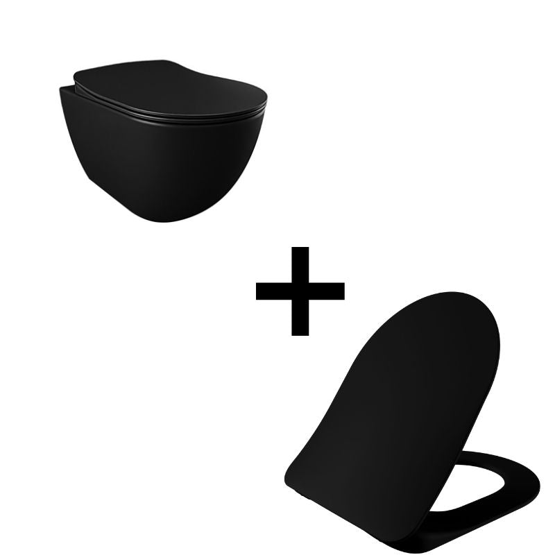 Badovo Carbon Rimless Toiletset met Bidetsproeier – Randloos Hangtoilet Mat Zwart met Slim Design WC-bril Softclose & Quick Release Mat Houtskool Zwart – 51 cm