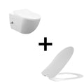Badovo Carbon Rimless Toiletset met Geïntegreerde Warm & Koud Bidetkraan – Randloos Hangtoilet met Slim Design WC-bril – Softclose & Quick Release – Mat Wit