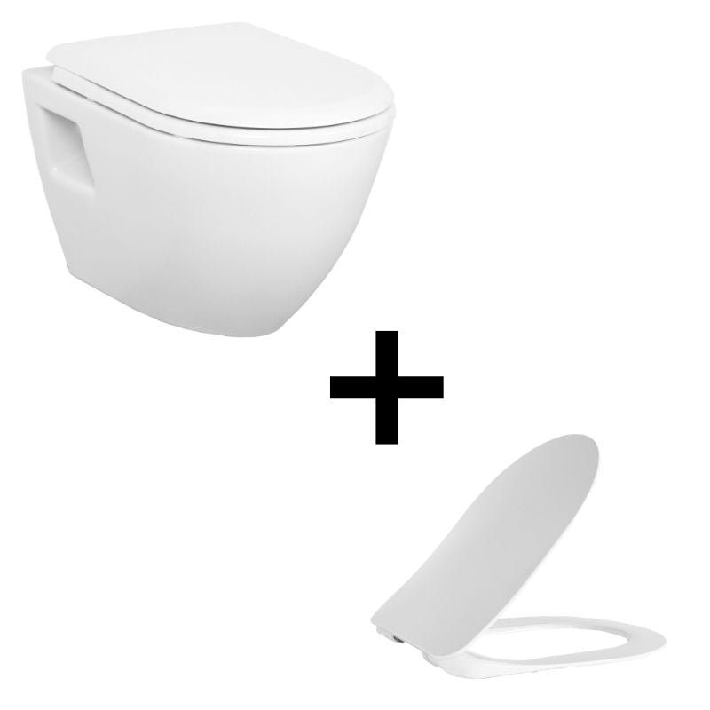 Badovo Carbon Toiletset met Bidetsproeier – Hangtoilet met Slim Design Toiletzitting D-Vorm – Softclose & Quick Release – Glanzend Wit
