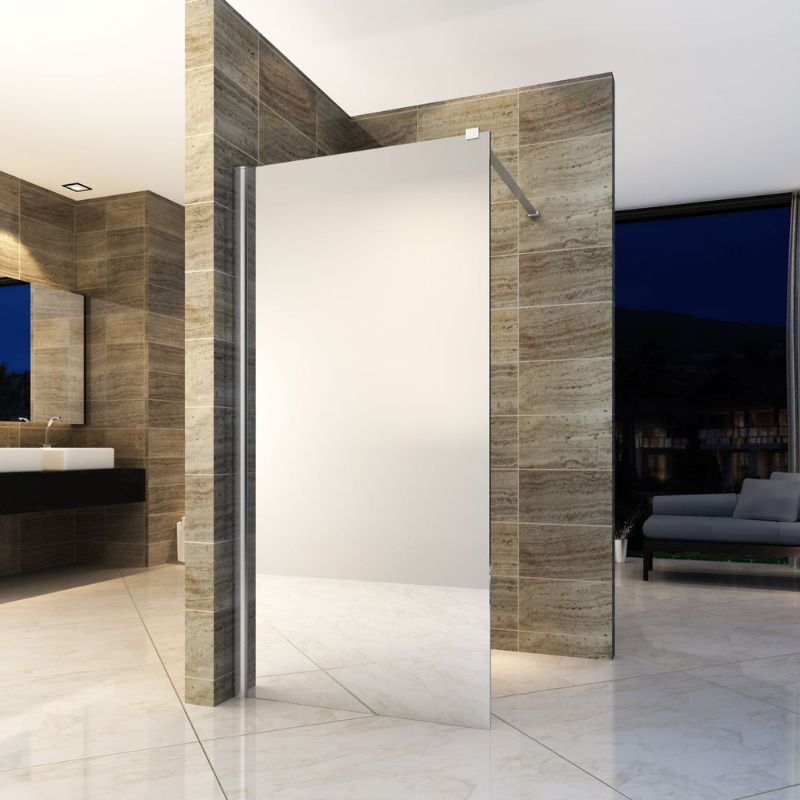 Badovo Eco douchewand 80x200 cm – spiegelglas – profiel chroom