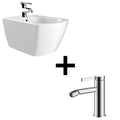 Badovo Linea & Arch Bidetset – Hangend Bidet Glans Wit met Verborgen Bevestiging & Eengreeps Bidetkraan Chroom