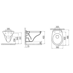 Badovo Orbit Compact Hangtoilet – Verkort Wandcloset 48,6 cm – Keramiek Glans Wit