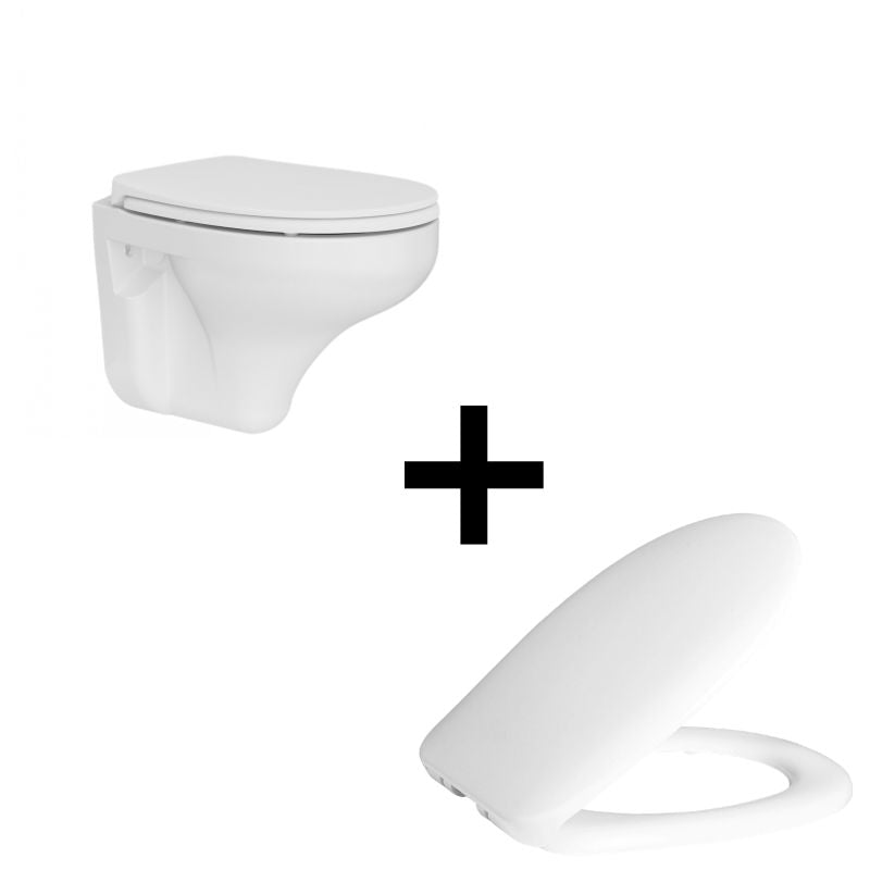Badovo Orbit Compact Toiletset – Verkort Hangtoilet met WC-zitting – Softclose & Quick Release – Glanzend Wit