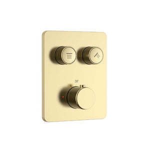 Badovo Ripple 2-Weg Thermostatische Inbouwkraan – PVD Geborsteld Goud