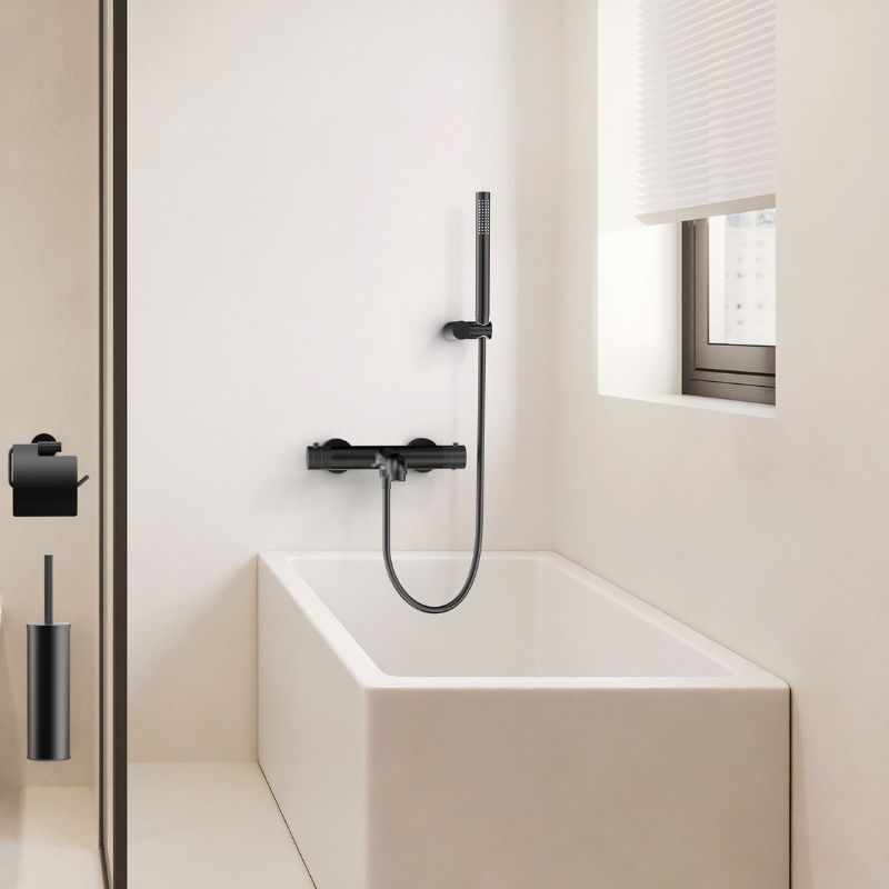 Badovo Ripple Thermostatische Opbouw Badkraan – PVD Mat Zwart