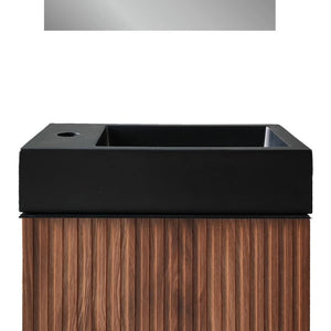 Badovo Verto toiletmeubelset 40 cm – walnoot – met mat zwarte fontein en spiegel
