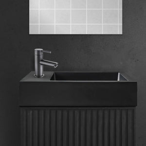 Badovo Verto toiletmeubelset 40 cm – zwart eiken – met mat zwarte fontein en spiegel