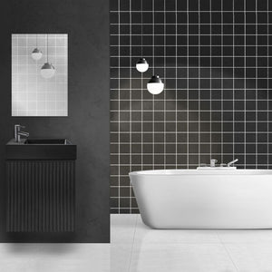 Badovo Verto toiletmeubelset 40 cm – zwart eiken – met mat zwarte fontein en spiegel