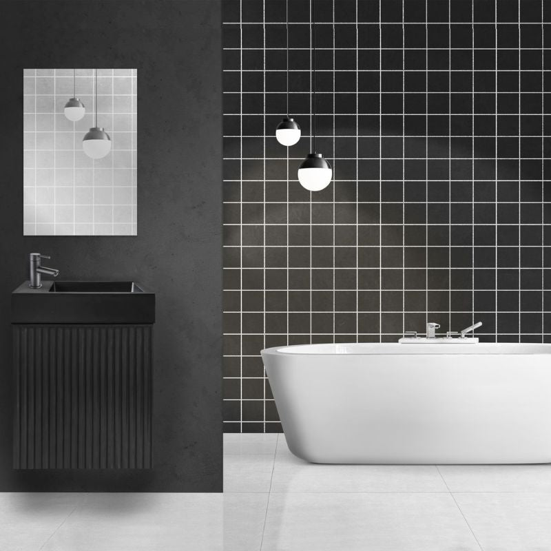 Badovo Verto toiletmeubelset 40 cm – zwart eiken – met mat zwarte fontein en spiegel