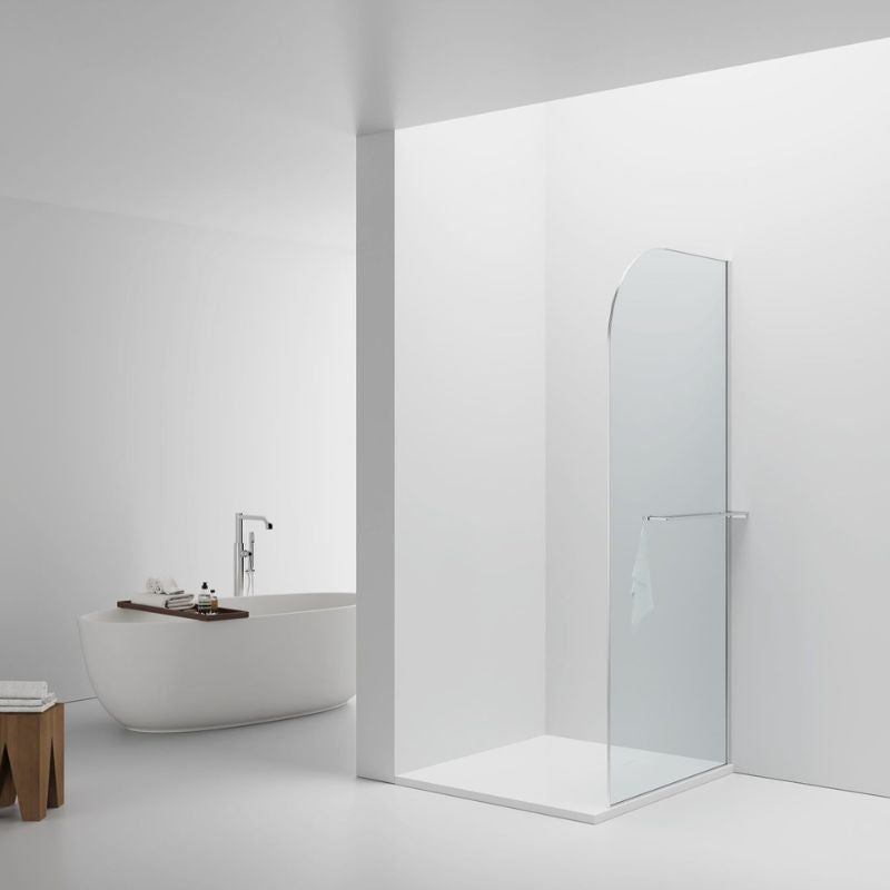 Badovo Vion Curve douchewand 100x200 cm – helder glas – profiel chroom