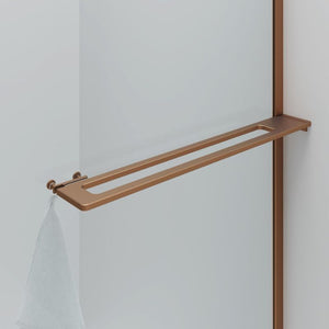 Badovo Vion Curve douchewand 100x200 cm – helder glas – profiel geborsteld koper