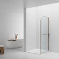 Badovo Vion Curve douchewand 100x200 cm – helder glas – profiel geborsteld koper