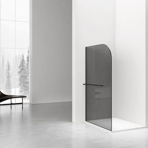 Badovo Vion Curve douchewand 120x200 cm – grijs rookglas – profiel mat zwart