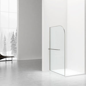 Badovo Vion Curve douchewand 120x200 cm – gunmetal – helder glas