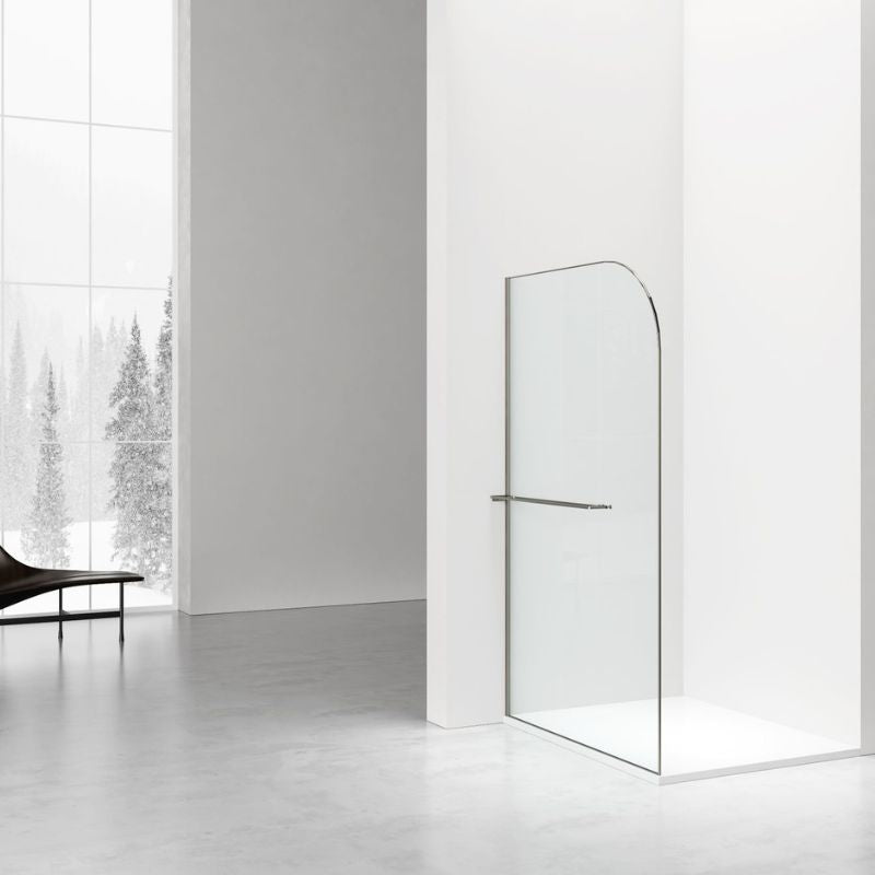 Badovo Vion Curve douchewand 120x200 cm – gunmetal – helder glas