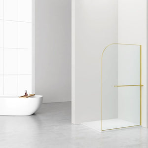 Badovo Vion Curve douchewand 120x200 cm – helder glas – profiel geborsteld goud
