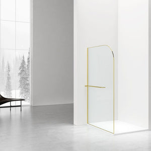 Badovo Vion Curve douchewand 120x200 cm – helder glas – profiel geborsteld goud