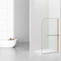 Badovo Vion Curve douchewand 120x200 cm – helder glas – profiel geborsteld koper
