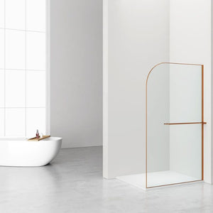 Badovo Vion Curve douchewand 120x200 cm – helder glas – profiel geborsteld koper