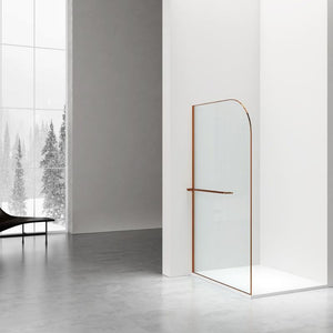 Badovo Vion Curve douchewand 120x200 cm – helder glas – profiel geborsteld koper