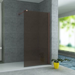 Badovo Vion douchewand 140x200 cm – champagne glas – profiel geborsteld koper